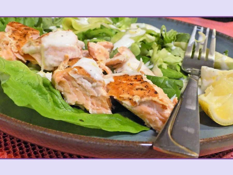 Grilled Salmon and Cucumber Salad